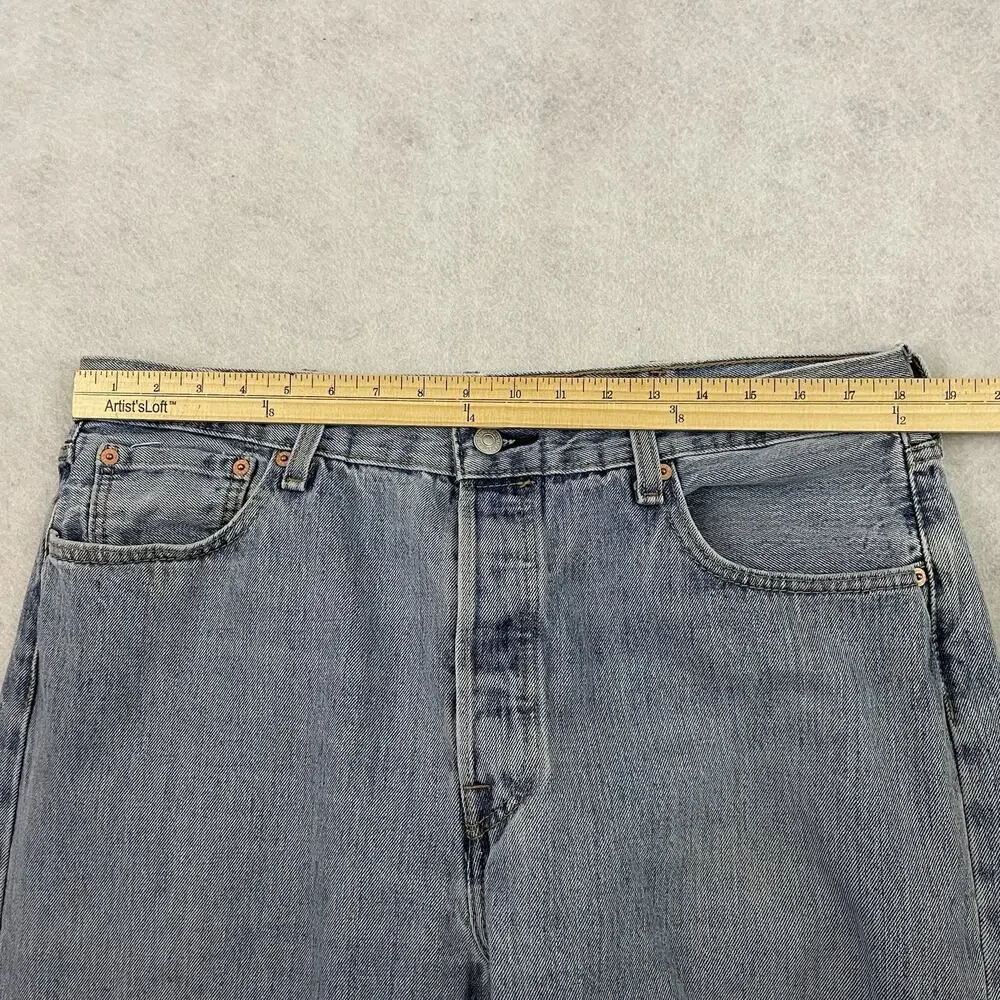 Levis 501 Jeans Mens Size 38X34 Blue Button Fly Straight Leg Medium Wash Denim